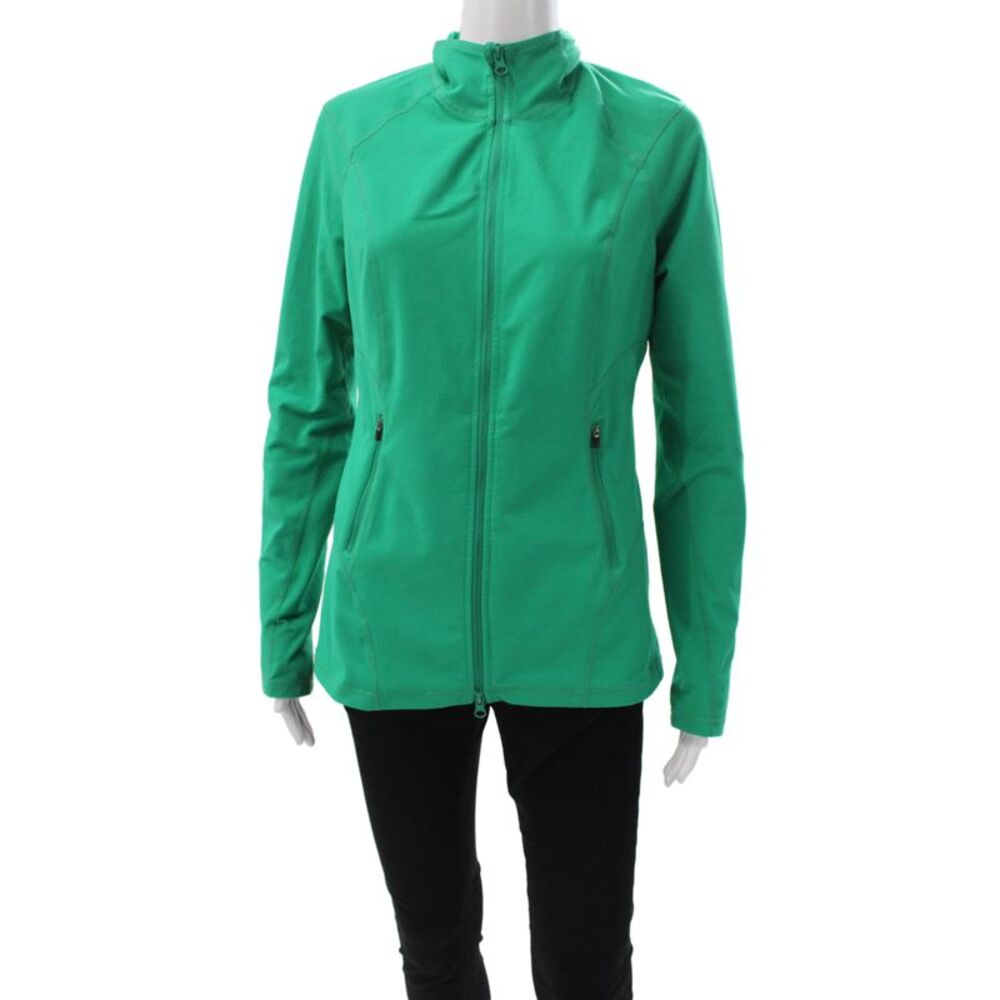 Zella Women Track Jacket Green Long Sleeve Zip Size M